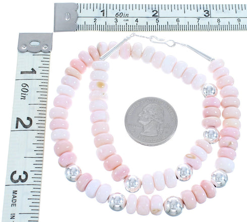 Southwestern Sterling Silver And Pink Opal Bead Necklace BX120736